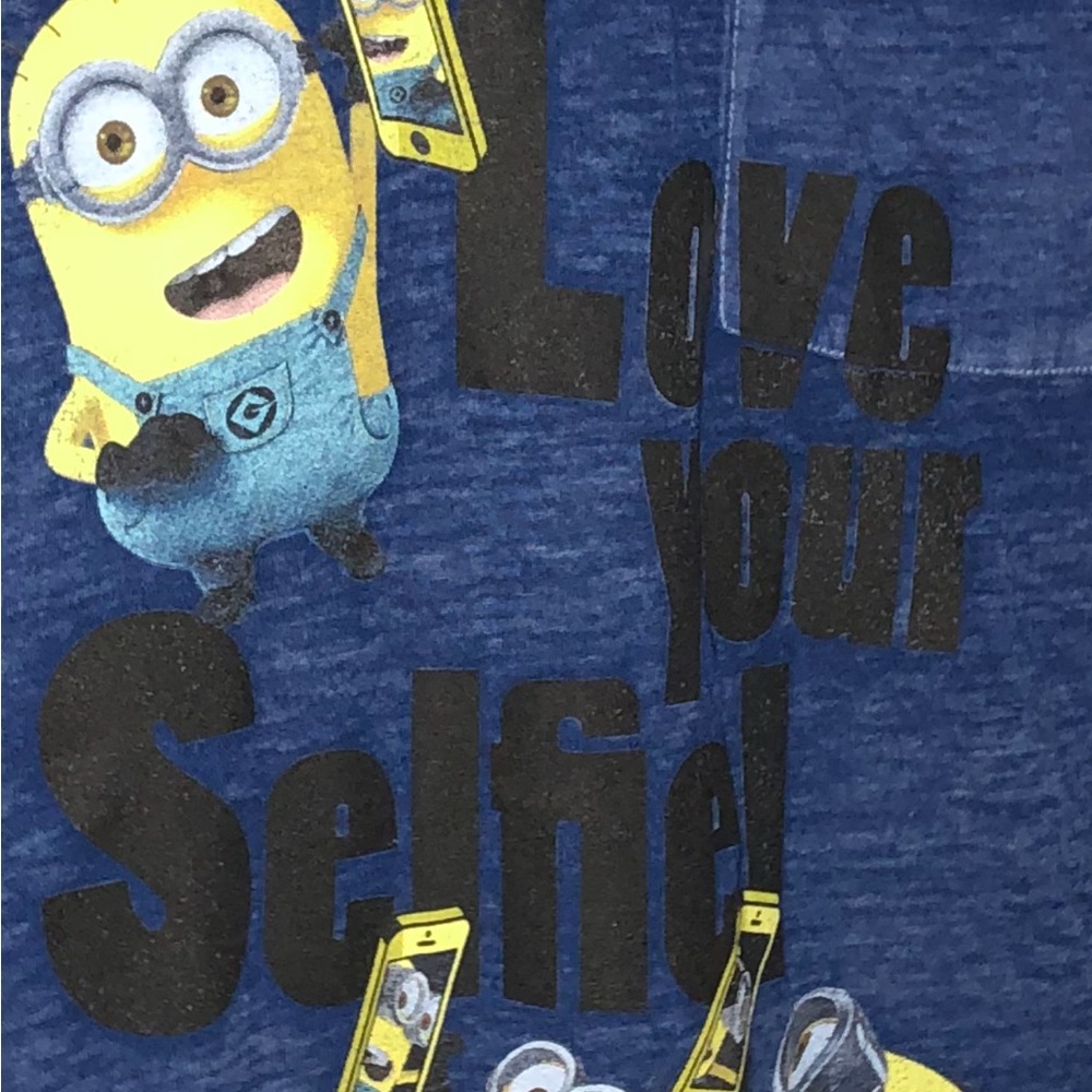 Love Your Selfie Minions jrs small 3/5 V neck fitted tee Despicable Me - Picture 3 of 6